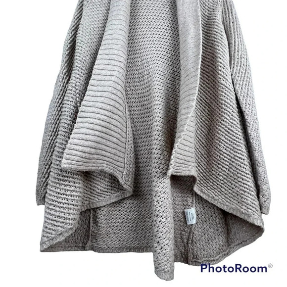 Eileen Fisher Draped Open Cable Knit Cardigan Sweater Tan Long Sleeve Size M - Picture 3 of 9